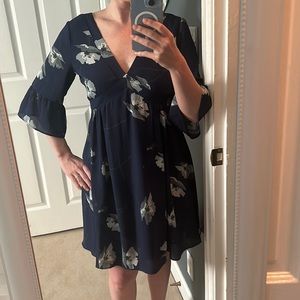 Anthropologie Flutter Sleeve Floral Dress